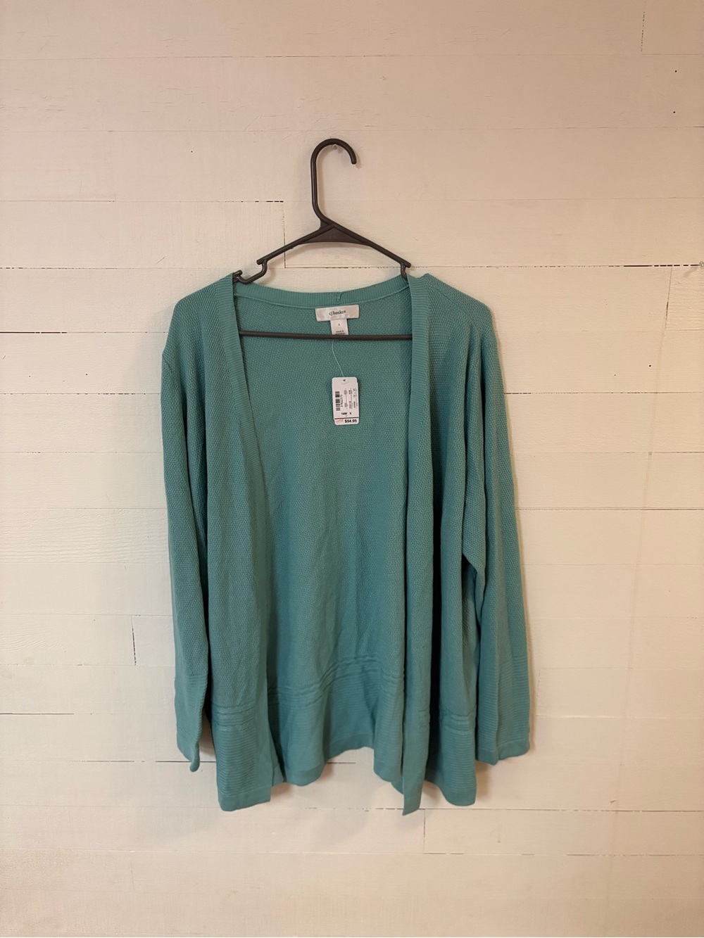 Christopher & Banks CJ Banks Aqua Open Front Knit Cardigan 14W